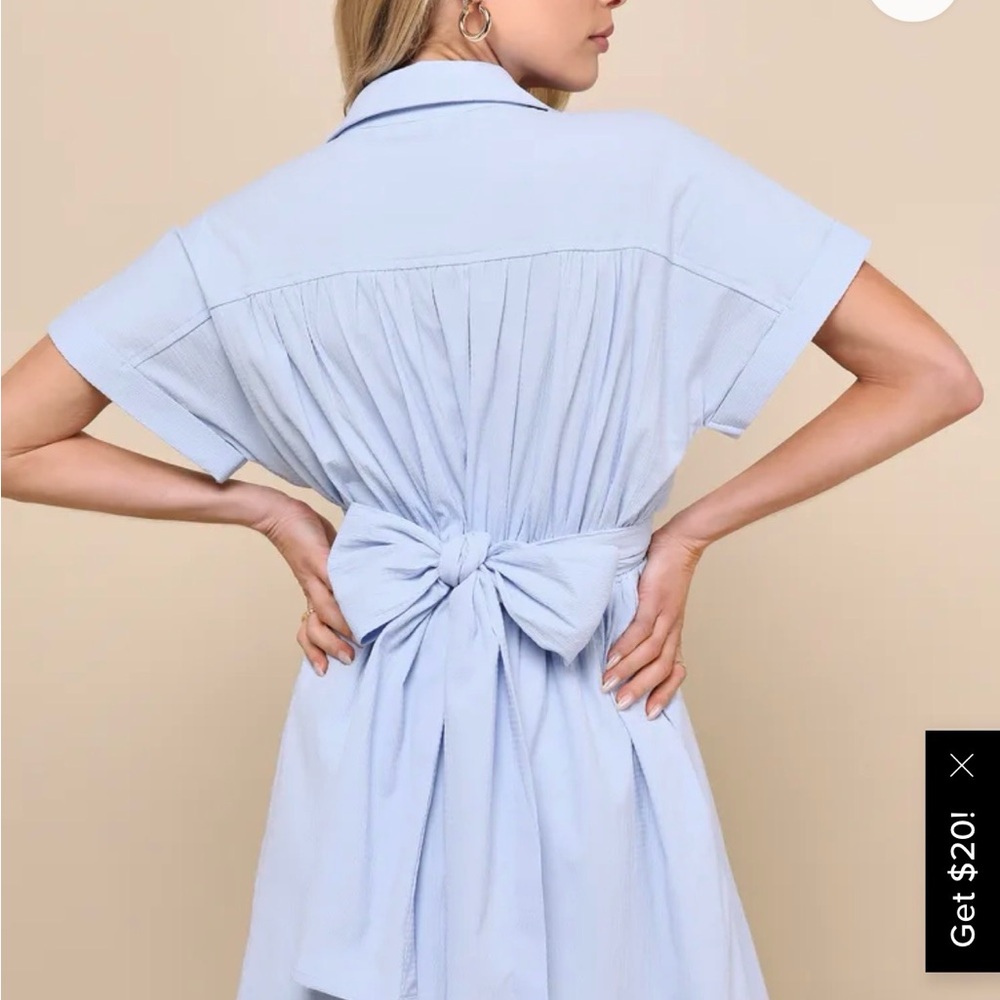 Lulu's M Light Blue Striped Wrap Dress - Picture 2 of 5